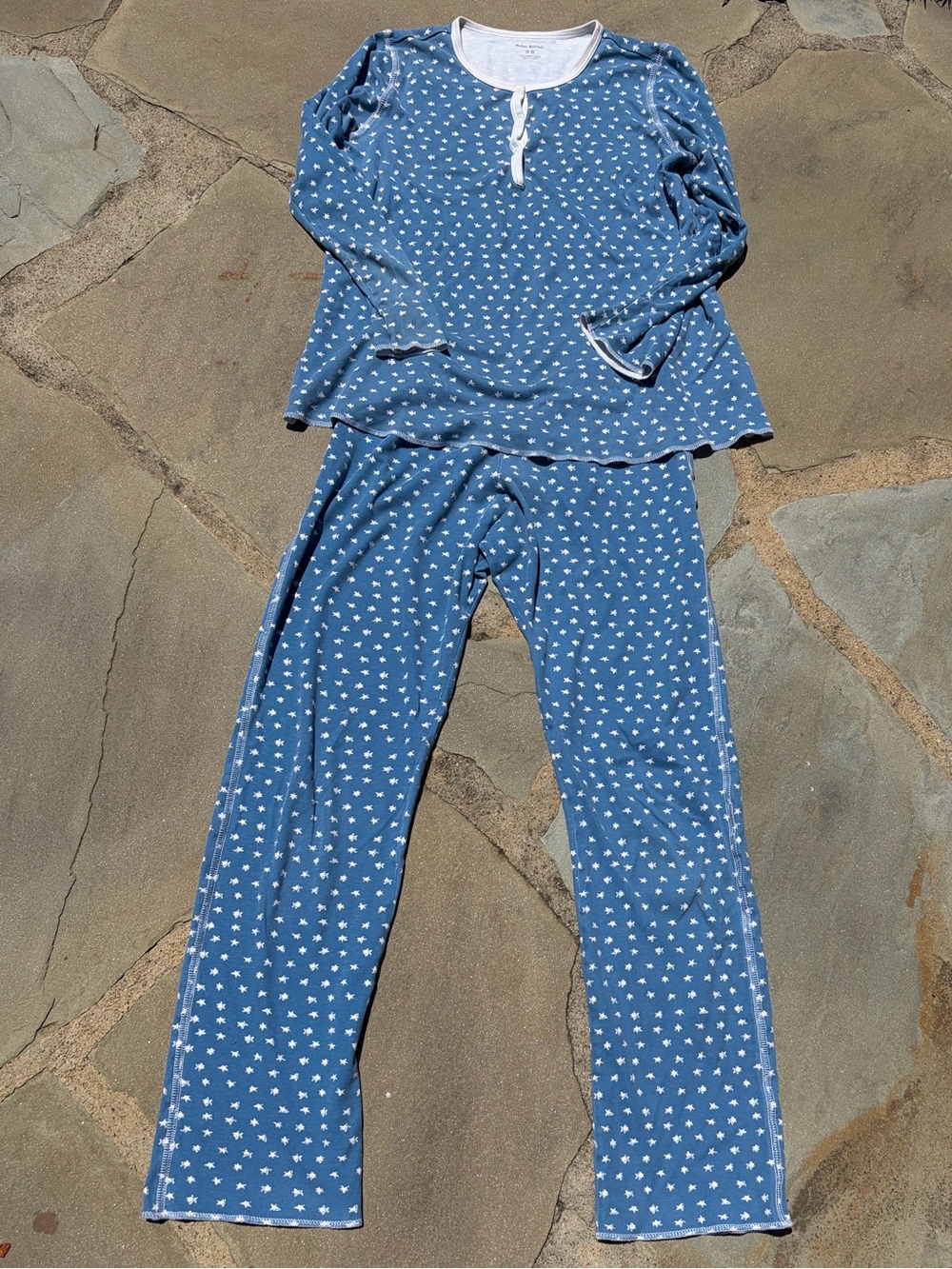 Roller Rabbit Blue Star Pajama Set with White Trim